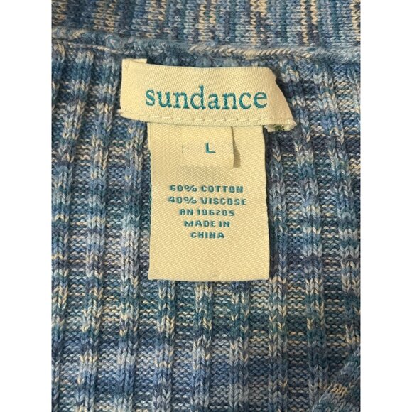 Sundance Create Beauty Henley Knit Top Sweater Blue Ribbed Space Dyed Size L - Picture 4 of 8